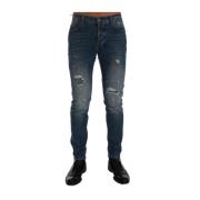 Italiaanse Denim Slim Fit Blauwe Jeans Frankie Morello , Blue , Heren