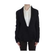 Elegante Zwarte Stretch Blazer Jas Exte , Black , Dames