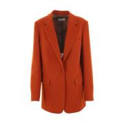 Roest Wol Single-Breasted Jas Dries Van Noten , Orange , Dames