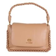 Leren Handtas Curly Double Square La Carrie , Beige , Dames