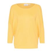 R-Neck Pullover Strik Yarrow Melange Saint Tropez , Yellow , Dames