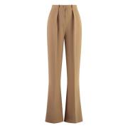 Crepe Broek met Achterzakken Elisabetta Franchi , Brown , Dames