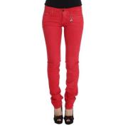 Rode Slim Fit Jeans Broek Costume National , Red , Dames