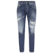 Blauwe Distressed Katoenen Jeans Dondup , Blue , Heren