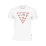 Wit Logo Print Slim Fit Tee Guess , White , Heren