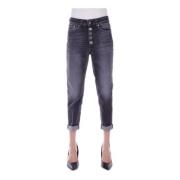 Zwarte Logo Jeans met Zakken Dondup , Black , Dames