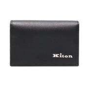 Zwarte Leren Textuur Tas Kiton , Black , Heren