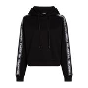 Zwarte hoodie met witte logo's Karl Lagerfeld , Black , Dames