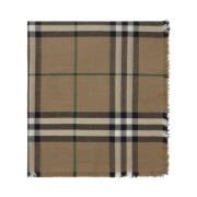 Giant Khaki Zwart Geruit Sjaal Burberry , Brown , Heren