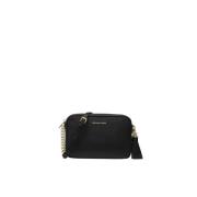 Leren Crossbody Tas Ginny Gehamerd Michael Kors , Black , Dames