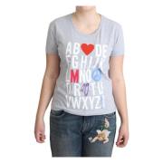 Alfabet bedrukt katoenen T-shirt grijs Moschino , Gray , Dames