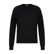 Zwarte Fijngebreide Crew Neck Sweater Emporio Armani , Black , Dames