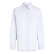 Breezy Blue Cotton Easy Fit Shirt Tommy Hilfiger , Blue , Dames