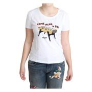 Speels Katoenen Ronde Hals Tee Moschino , White , Dames