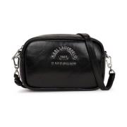 Camera Tas Zwart met Zilveren Logo Karl Lagerfeld , Black , Dames