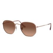 Zeshoekige zonnebril met platte kristallen lenzen Ray-Ban , Brown , Un...