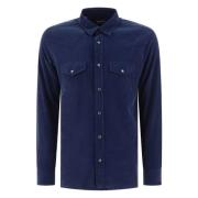 Corduroy slim fit overhemd met zakken Tom Ford , Blue , Heren