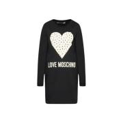 Chique Blauw Statement Katoenen Jurk Love Moschino , Black , Dames