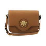 Elegante Bruin Leren Schoudertas Versace , Brown , Dames