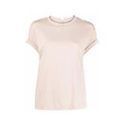 Beige Contrast Trim Crew Neck T-shirt Brunello Cucinelli , Beige , Dam...