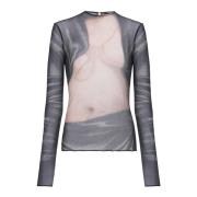 Trompe l'oeil tule top Balmain , Multicolor , Dames