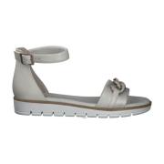 Beige Platte Sandalen voor Vrouwen Marco Tozzi , Gray , Dames