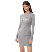 Chique Jurk van Katoenmix met Metallic Logo Love Moschino , Gray , Dam...