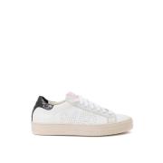 Italiaanse leren sneakers voor dagelijkse luxe P448 , White , Dames