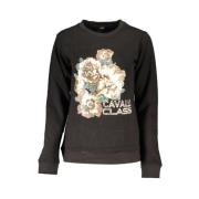 Zwarte Katoenen Sweatshirt met Print Logo Cavalli Class , Black , Dame...