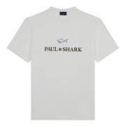 Casual Katoenen T-Shirt Paul & Shark , White , Heren