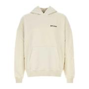 Oversize Ivory Cotton Sweatshirt Palm Angels , White , Heren