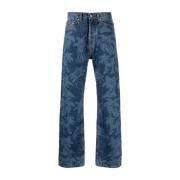 Allover Laser Denim Jeans Palm Angels , Blue , Heren