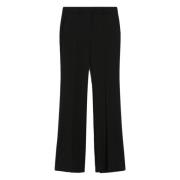 Zwarte Wollen Flare Broek Sportmax , Black , Dames