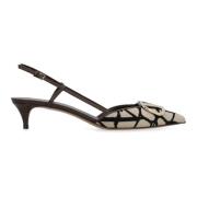 Leren Slingback Schoenen Vrouwen Italië Valentino Garavani , Brown , D...