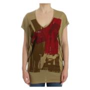 Groen Multicolor Print V-Hals Tee Costume National , Green , Dames