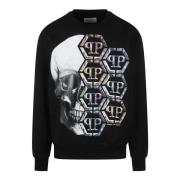 Skull Print Crewneck Sweatshirt Philipp Plein , Black , Heren