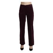 Elegante Hoge Taille Rechte Paarse Broek Bencivenga , Purple , Dames