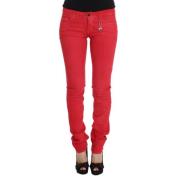 Rode Slim Fit Jeans Costume National , Red , Dames