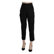 Elegante High-Waisted Cropped Broek Bencivenga , Black , Dames