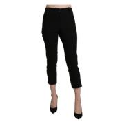 Elegante Zwarte High Waist Cropped Broek Bencivenga , Black , Dames