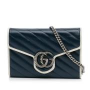 Pre-owned Leather wallets Gucci Vintage , Blue , Dames