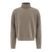 Chunky High Neck Wool Sweater Rick Owens , Beige , Heren