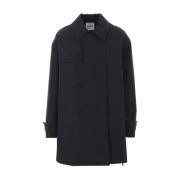 Navy Blauwe Korte Trenchcoat Aspesi , Blue , Dames