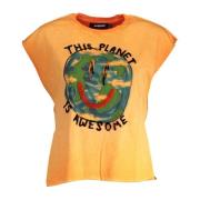 Levendig Tee met Contrasterende Print Desigual , Orange , Dames