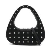 Studded Black Satin Schoudertas Coperni , Black , Dames