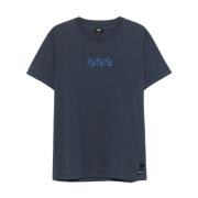 Blauw Jersey Crew Neck Geborduurd T-shirt Fendi , Blue , Heren