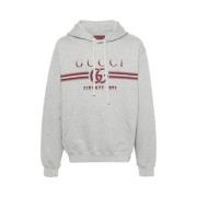 Mélange Katoenen Hoodie met Logo Print Gucci , Gray , Heren