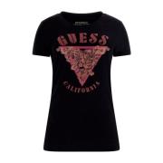 Zwarte dames T-shirt Guess , Black , Dames