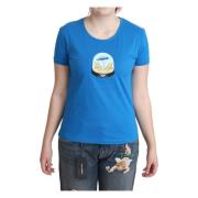 Chique Blauw Katoenen T-Shirt met Iconische Print Moschino , Blue , Da...