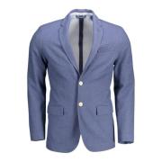 Blauwe Slim-Fit Jas met Elegante Details Gant , Blue , Heren